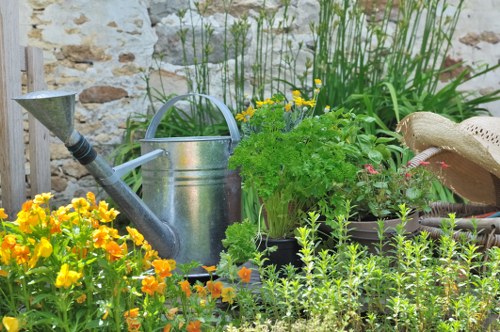 Professional landscaper working on a garden design